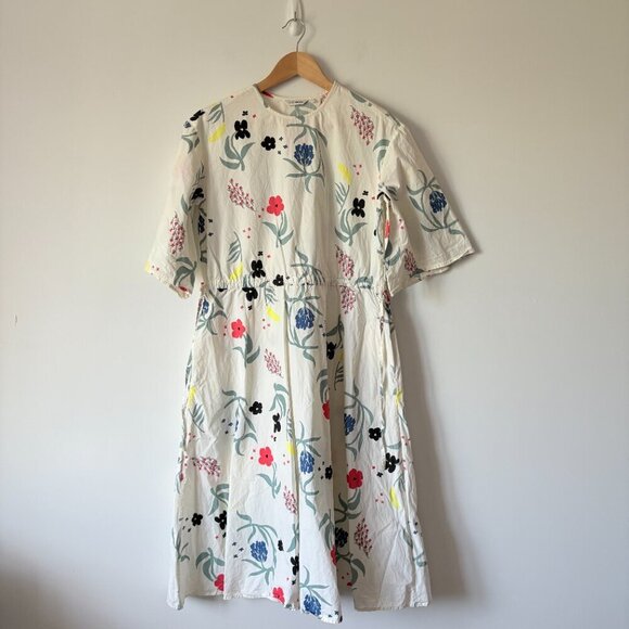 Marimekko Fiaali Herbaario Cotton Poplin Floral Dress Size 34/4 - Picture 10 of 15